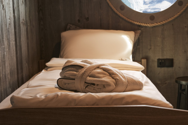 wooden cabin inside cruise ship