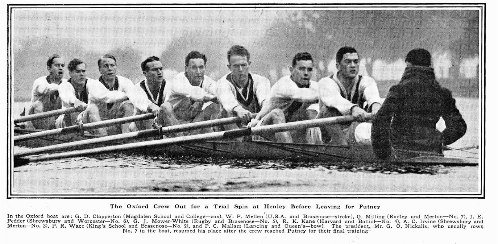 A photo from the 1923 Oxford vs Cambridge Boat Race