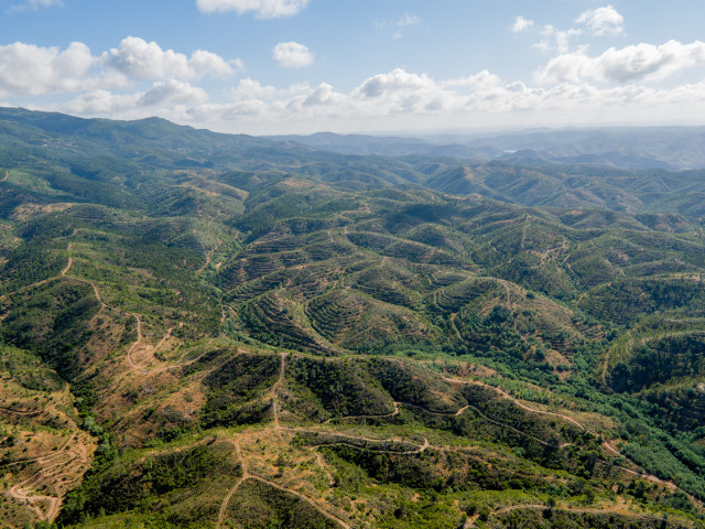 aerial view of hills in the algarve, portugal