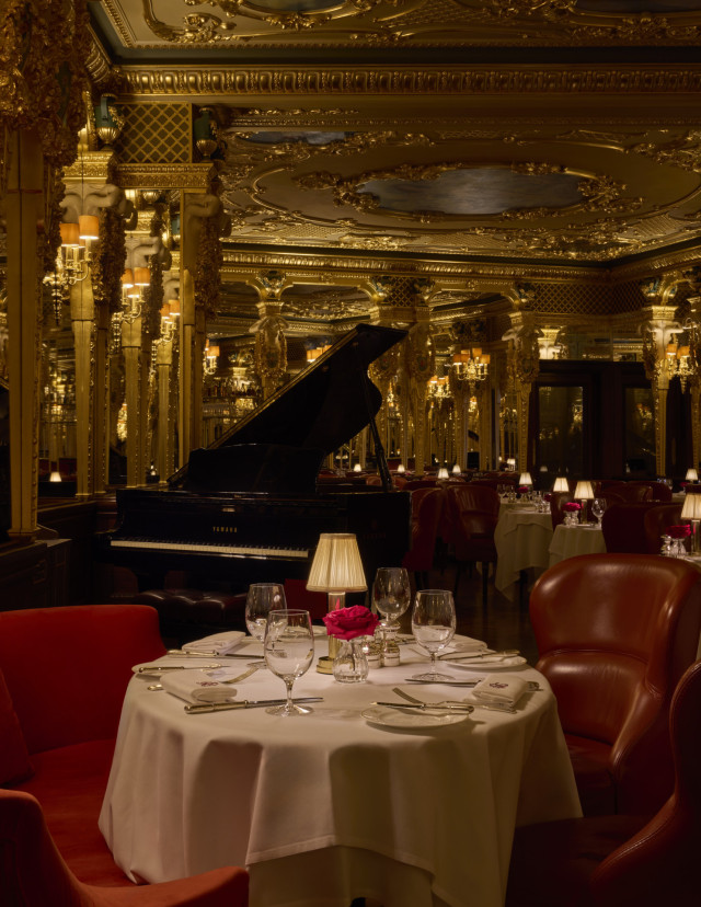 hotel cafe royal restaurant interiors with red leather chairs