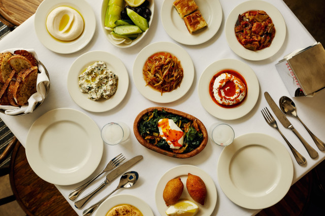 spread of food at kismet restaurant