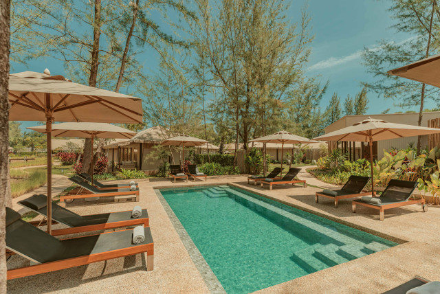 outside pool at twinpalms tented camp phuket