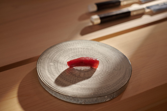 tuna dish at sushi kanesaka restaurant at 45 park lane hotel 