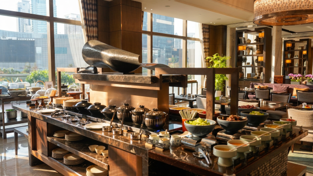 luxurious dining area with buffet stand 