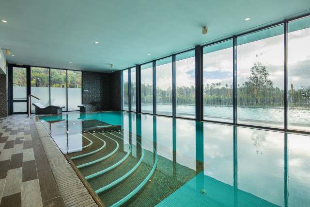 pool area inside hotel spa 