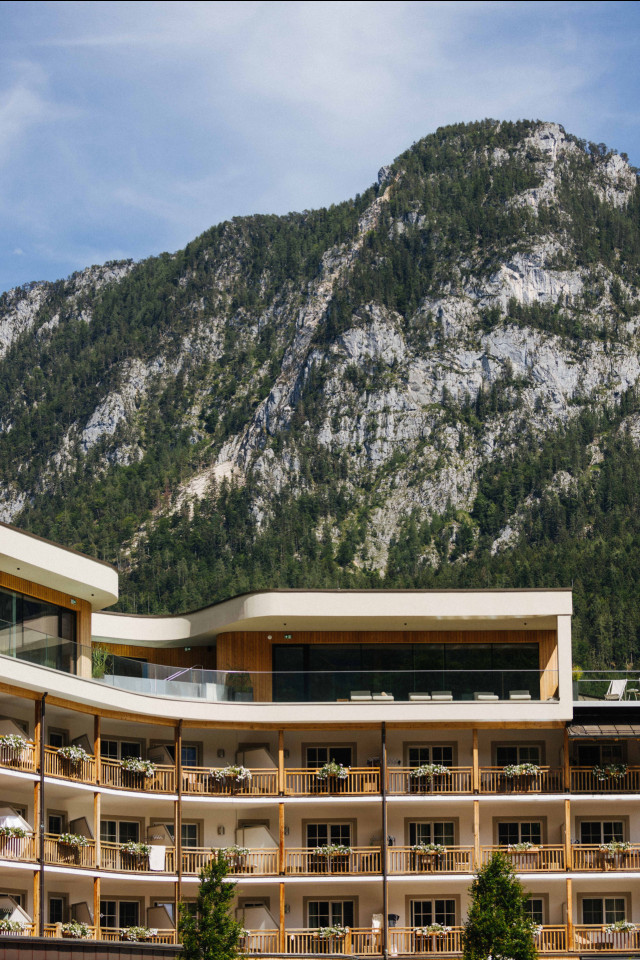 view of hotel in Austria with mountains in the background