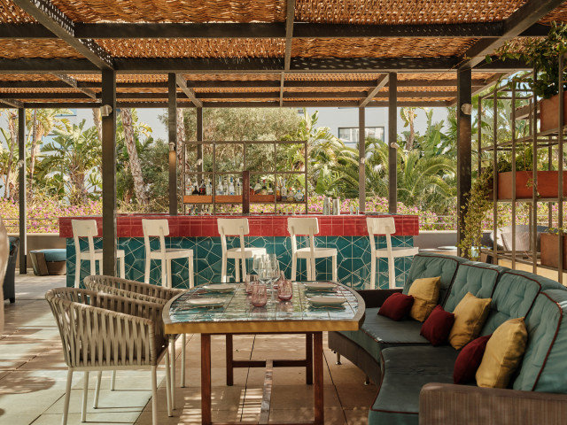 aguas de ibiza lunch area outside
