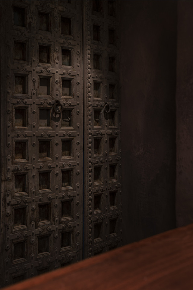 wooden doors inside spa 