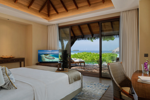 hotel bedroom with sea view