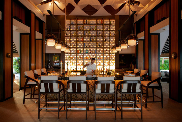 bar inside maldivian hotel 