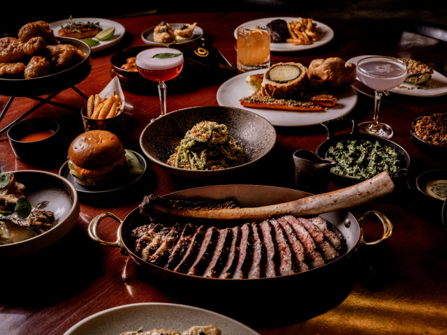 table laden with different dishes