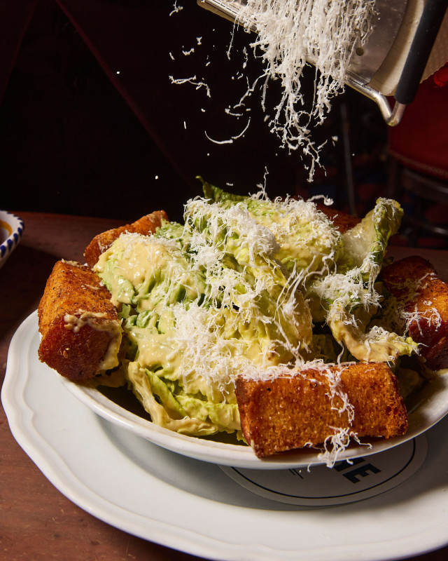 caesar dish at carbone restaurant 