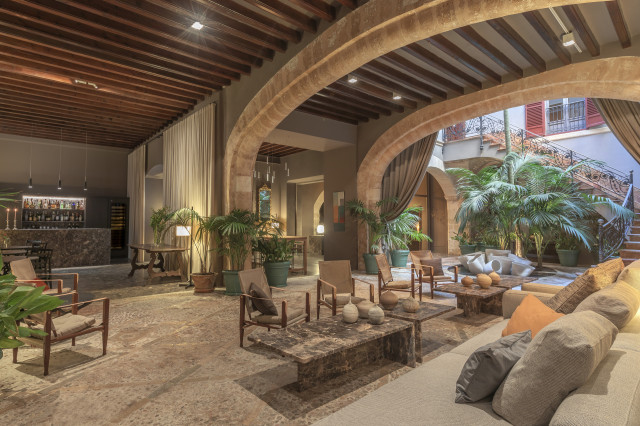 view of lobby inside mallorcan hotel 