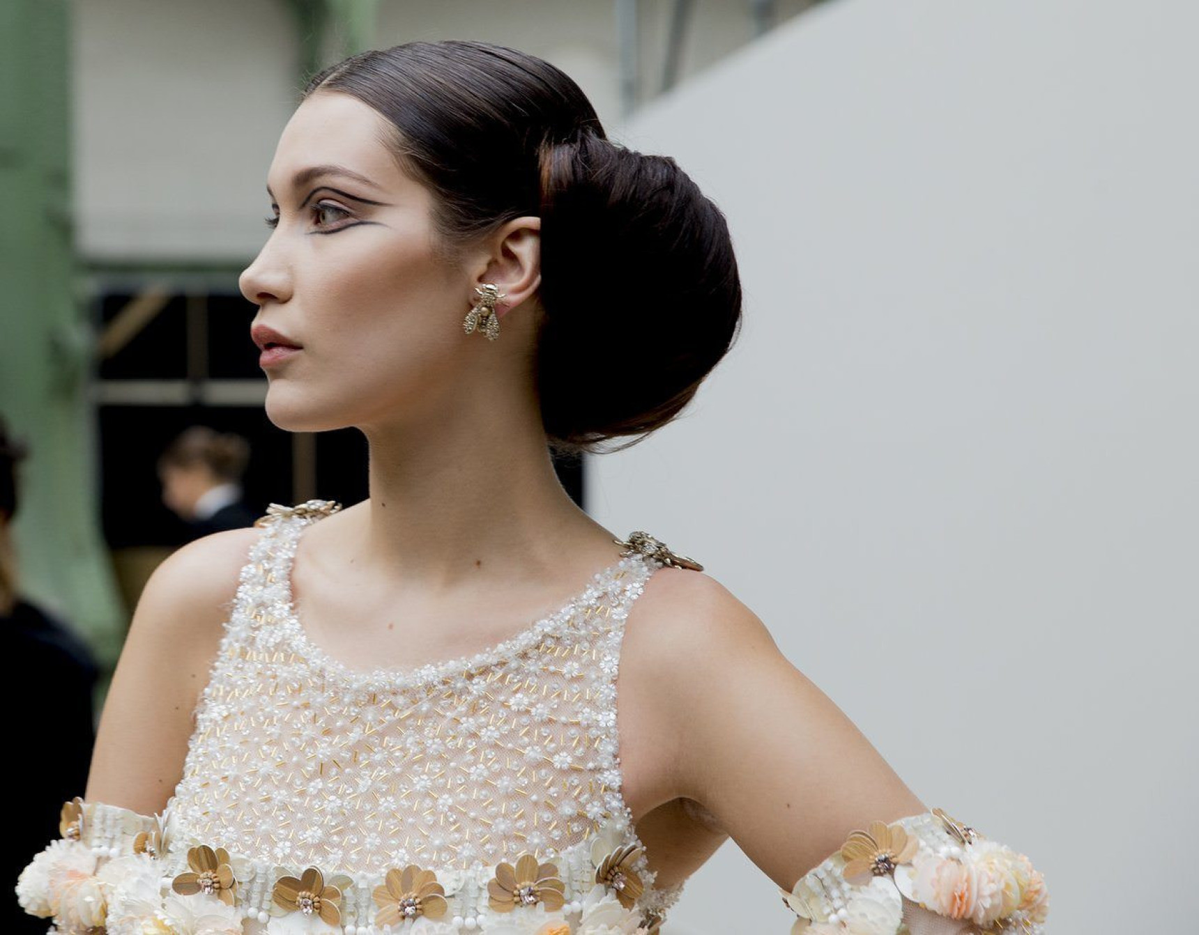 Model at Haute Couture fashion show posing