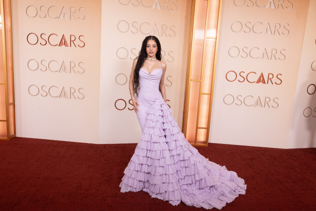 chase infiniti in purple ruffle dress