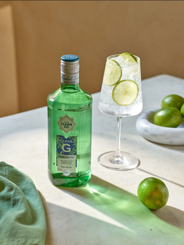 A green bottle labeled 