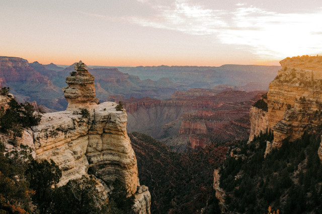 view across grand canyon at sunset
