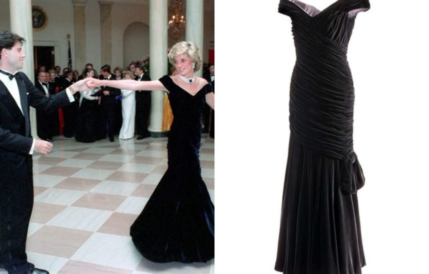 Princess Diana and John Travolta dancing - Diana in black dress