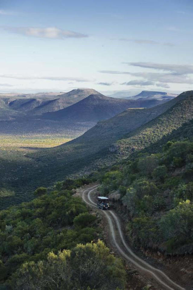 vehicle driving up mountains in south africa