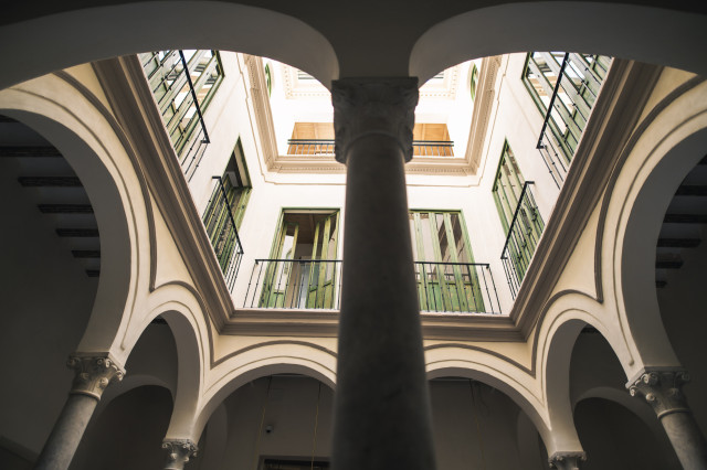 indoor courtyard at hotel 