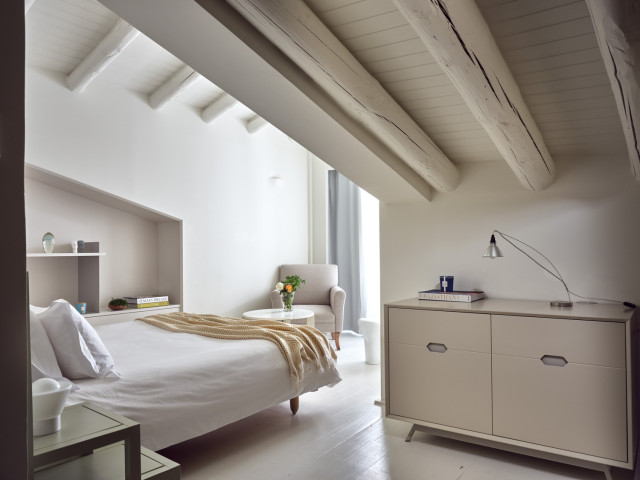 cream suite in sophisticated hotel