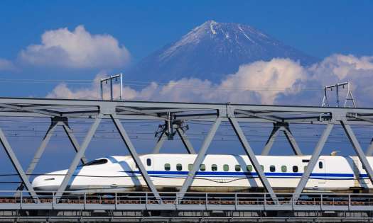 6. japan bullet train with mt fuji.