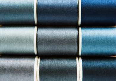 Selection on blue cotton threads.