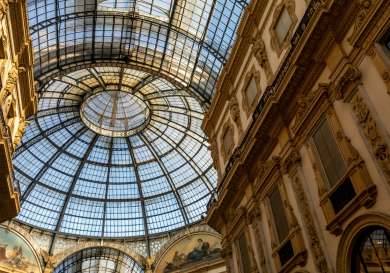 Dome glass ceiling in a beautiful building.