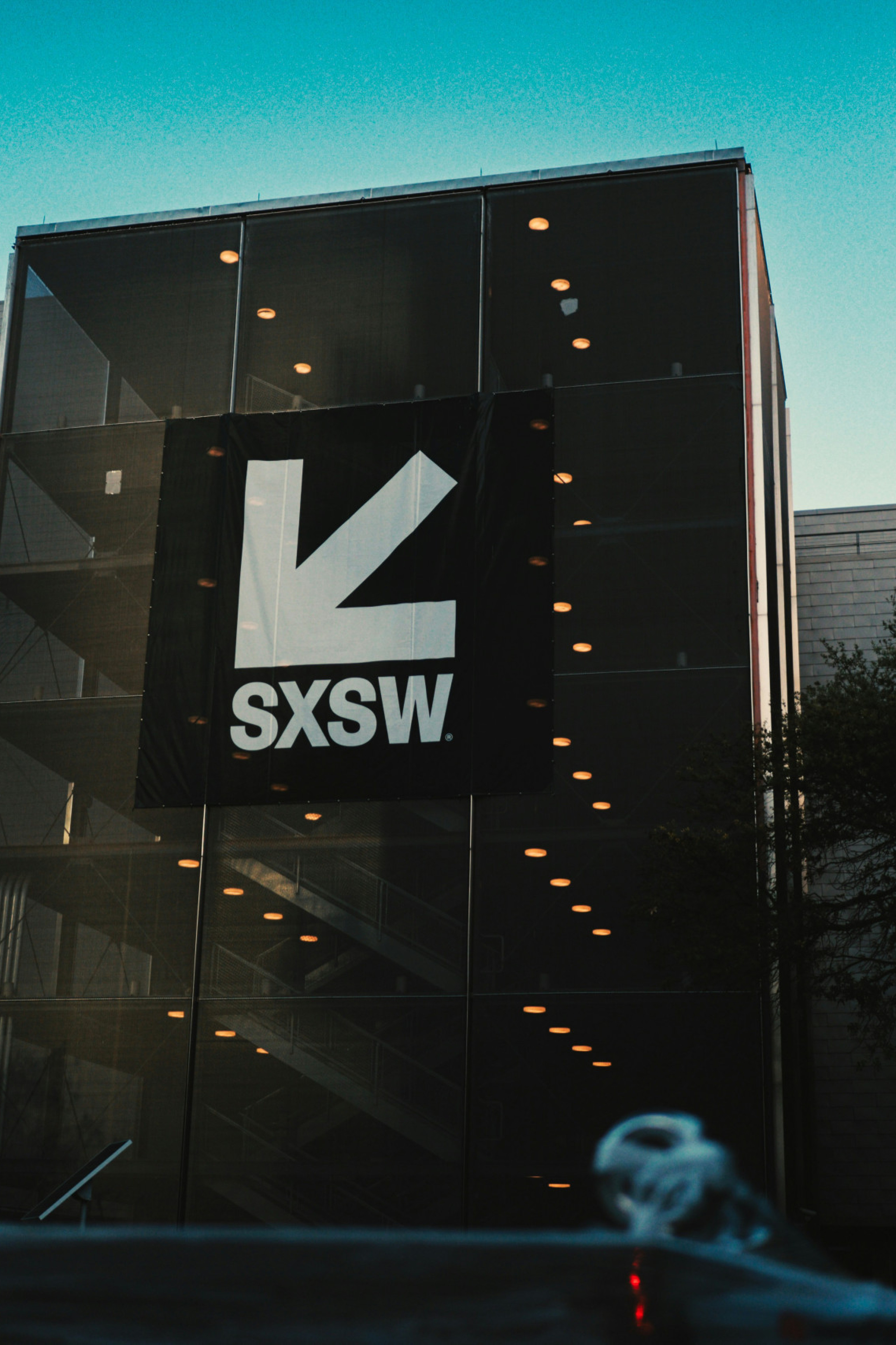 convention centre entrance with SXSW logo banner