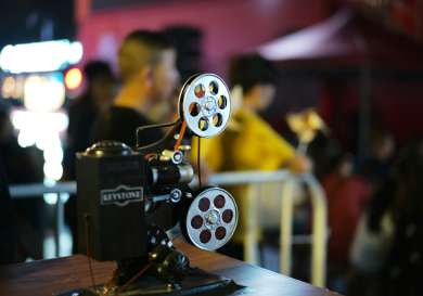 Projector rolling film.