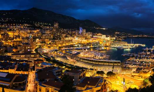 Lit-up city at night - Monte Carlo.