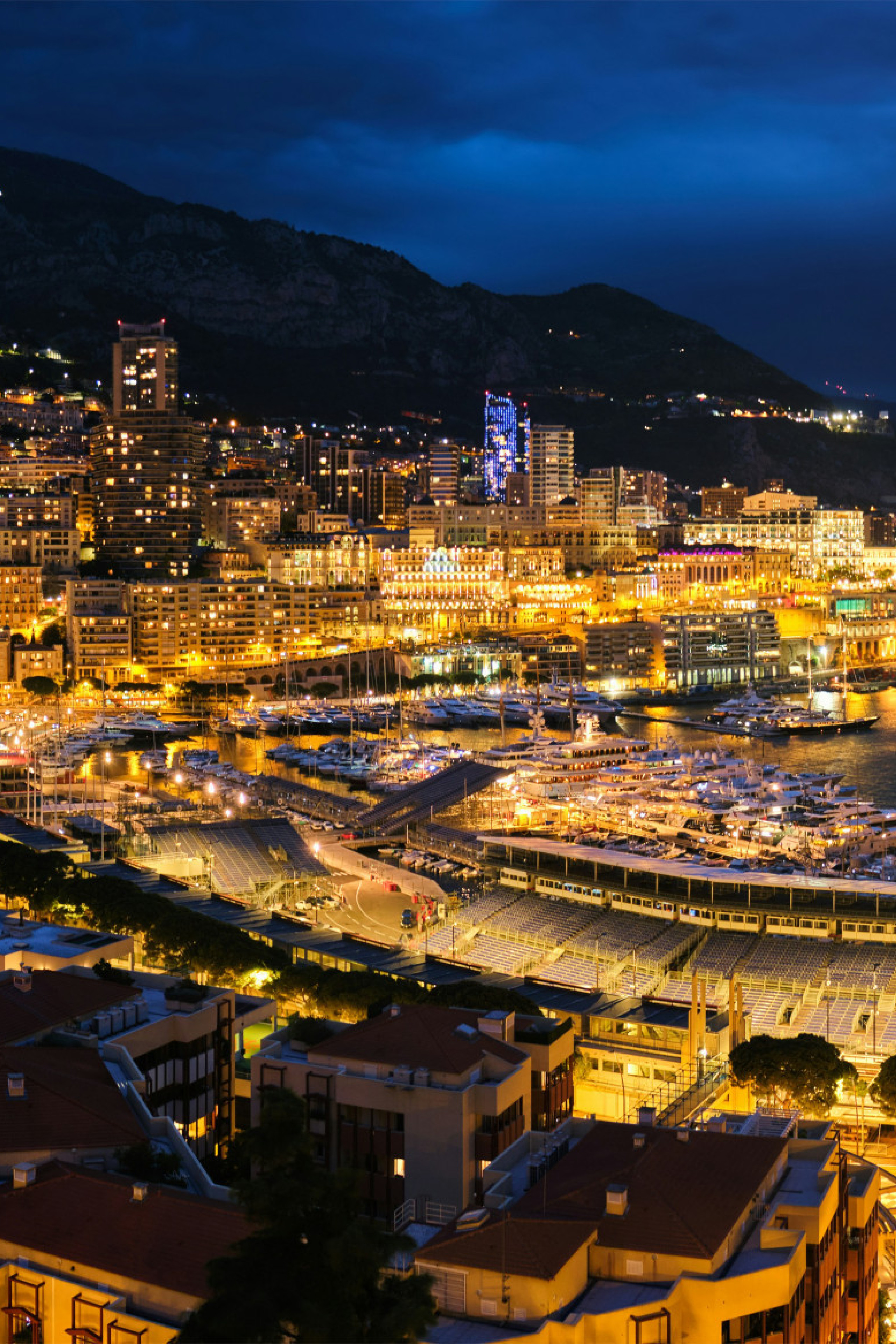 lit-up city at night - Monte Carlo