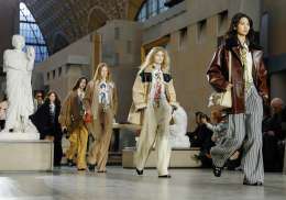 Paris fashion week runway models .