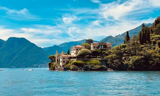 View of villa across lake como.