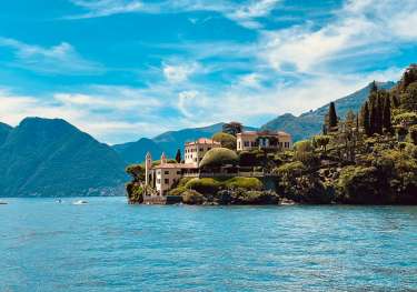 View of villa across lake como.