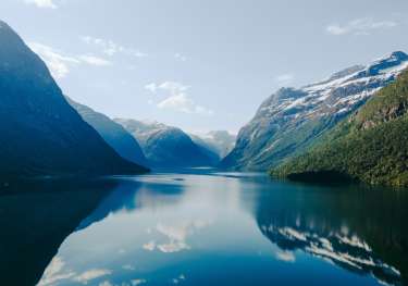Norwegian fjords and mountains.