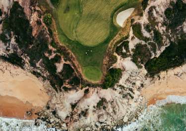 Aerial view of pebble beach .