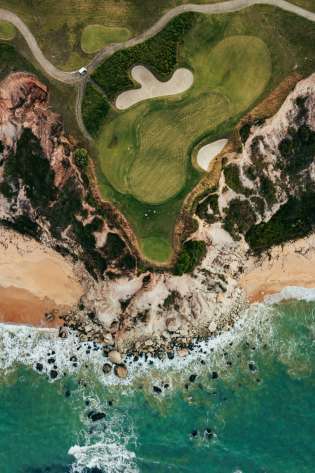 Aerial view of pebble beach .