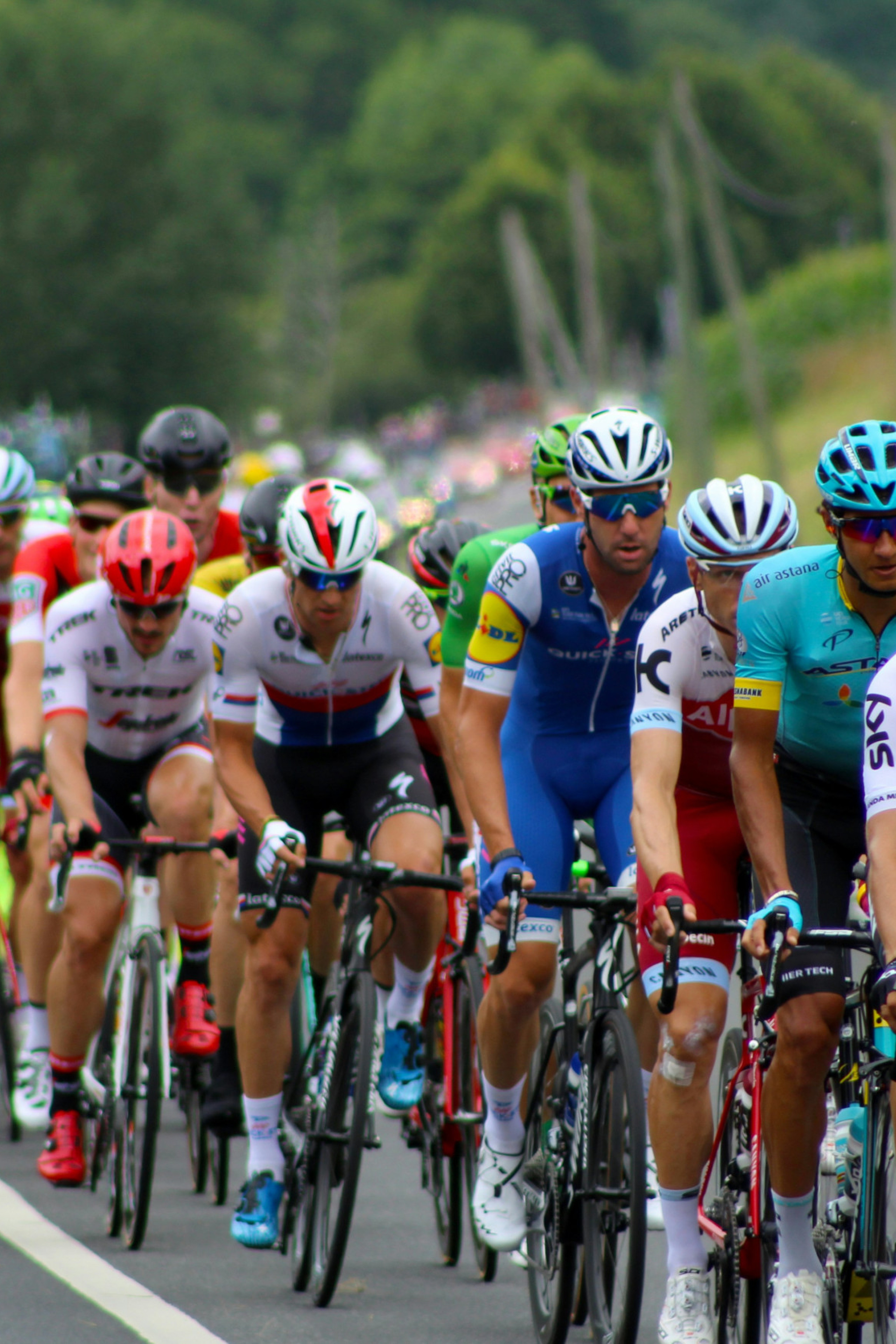 Group of cyclists competing in tour de france