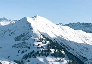 Snowy mountains in Gstaad, Switzerland.
