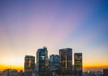 Los angeles skyline at night.
