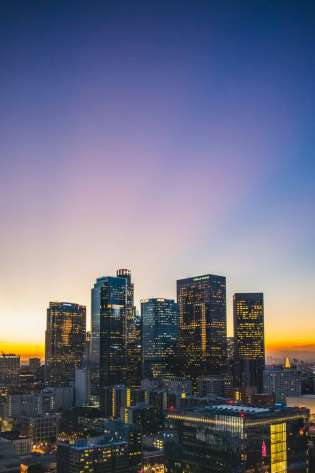 Los angeles skyline at night.