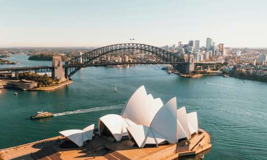 Aerial view of sydney opera house.