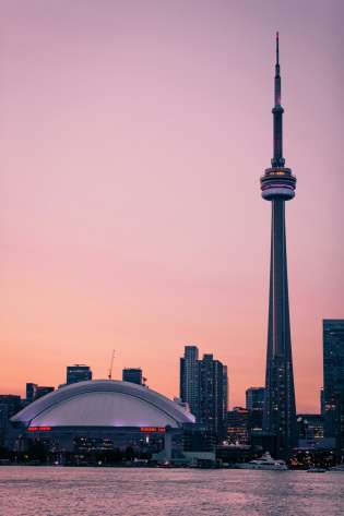 Toronto skyline at sunset.