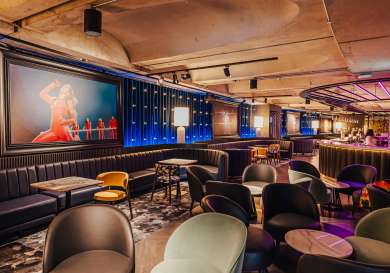 Stylish bar lounge interior.