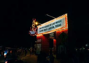 Austin City Limits sign for 2015 at night.