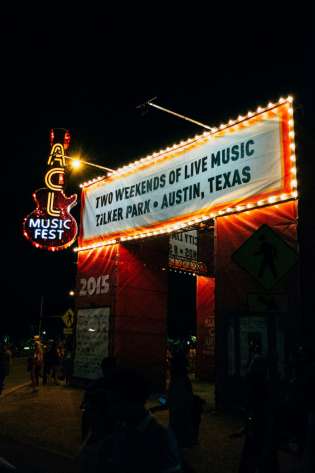 Austin City Limits sign for 2015 at night.