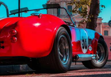 Red vintage race car.