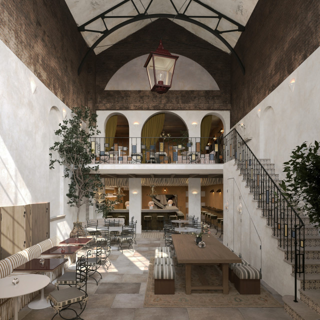 notting hill restaurant with vaulted ceiling