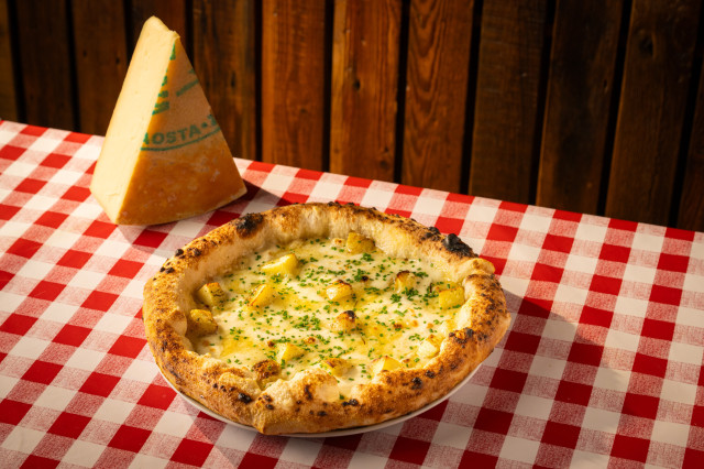 cheese and potato pizza at pizza pilgrims